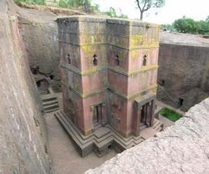 Puzzle Λαξευμένο βράχο εκκλησίες της Lalibela στην Αιθιοπία.